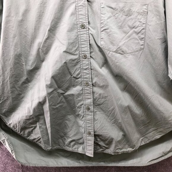 Zara Oversized Button Up Shirt Womens L Sage Green Cotton Long Sleeve - Picture 4 of 9